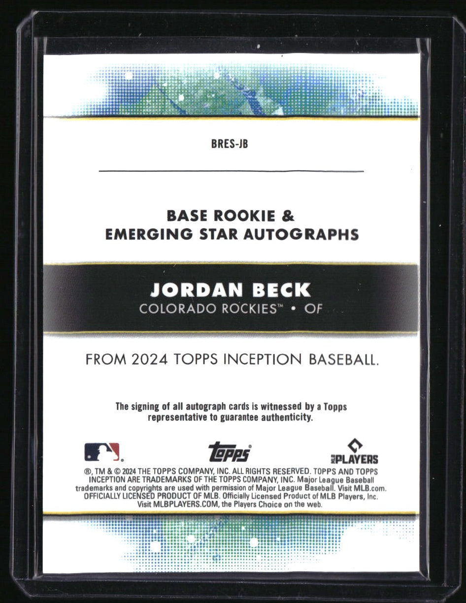 2024 Topps Inception Jordan Beck Rookie and Emerging Star Auto Purple #/199