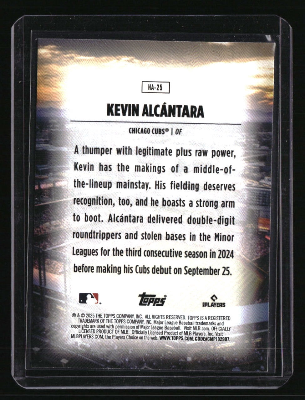 2025 Topps Kevin Alcántara Home Field Advantage