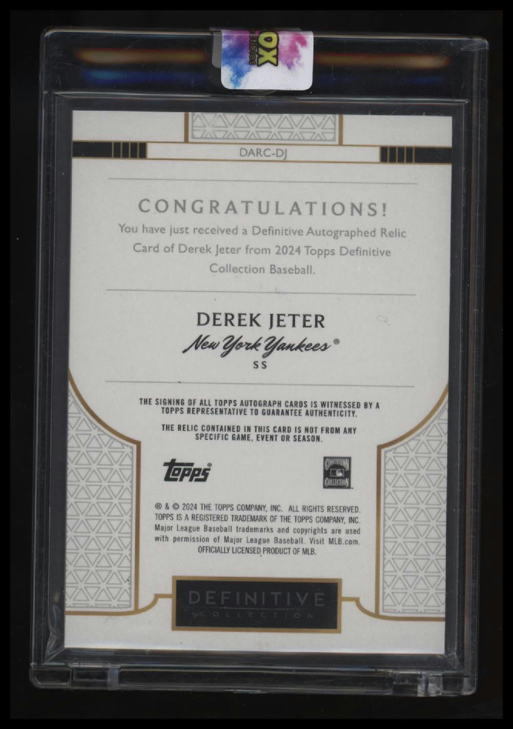 2024 Topps Definitive Collection Derek Jeter Autograph Relics Orange #/15