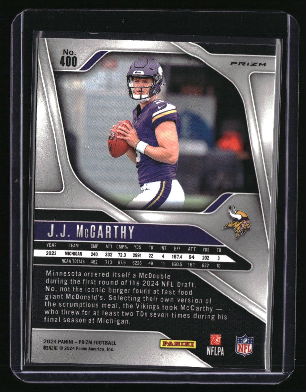 2024 Panini Prizm J.J. McCarthy Lazer