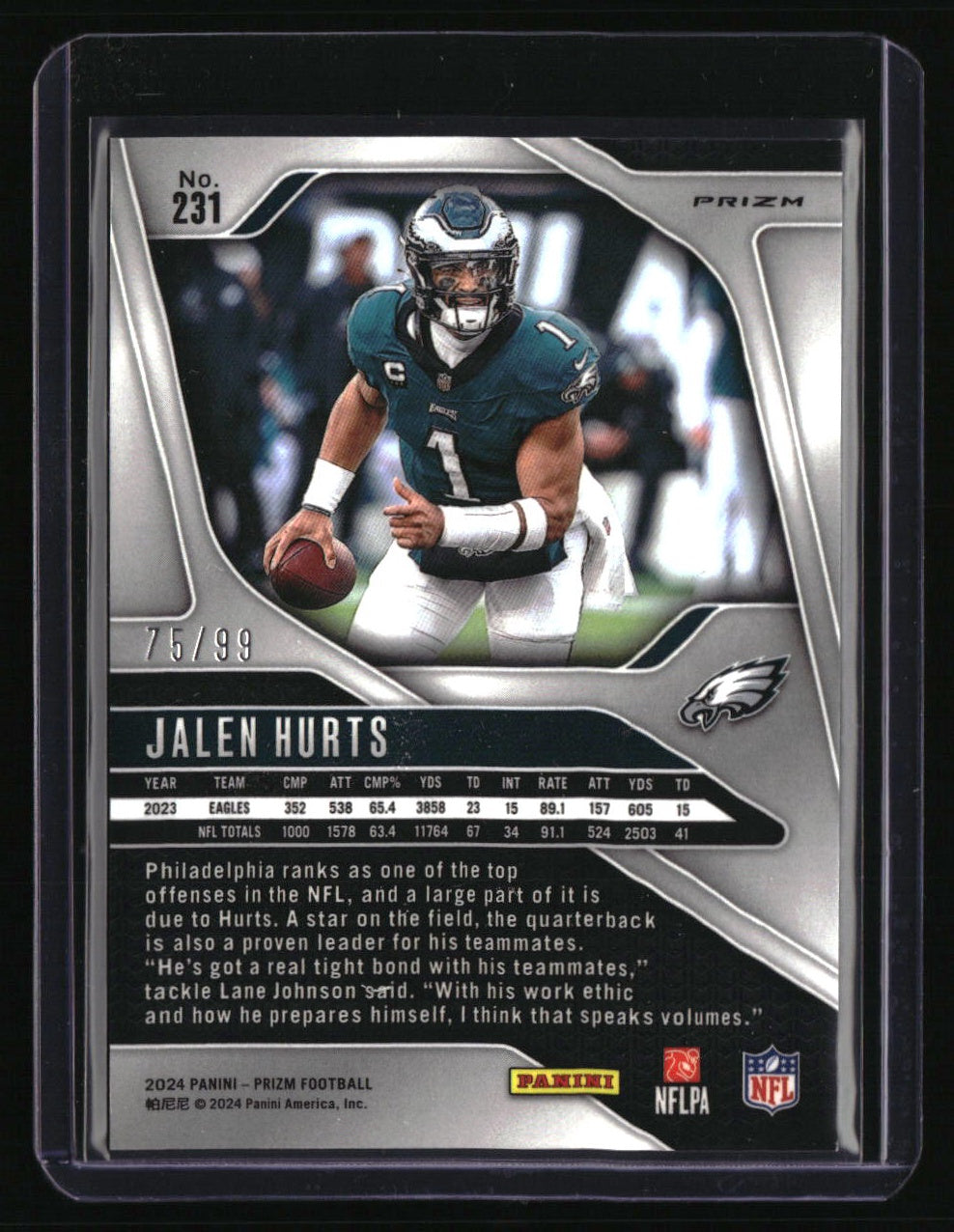 2024 Panini Prizm Jalen Hurts No Huddle Blue #/99