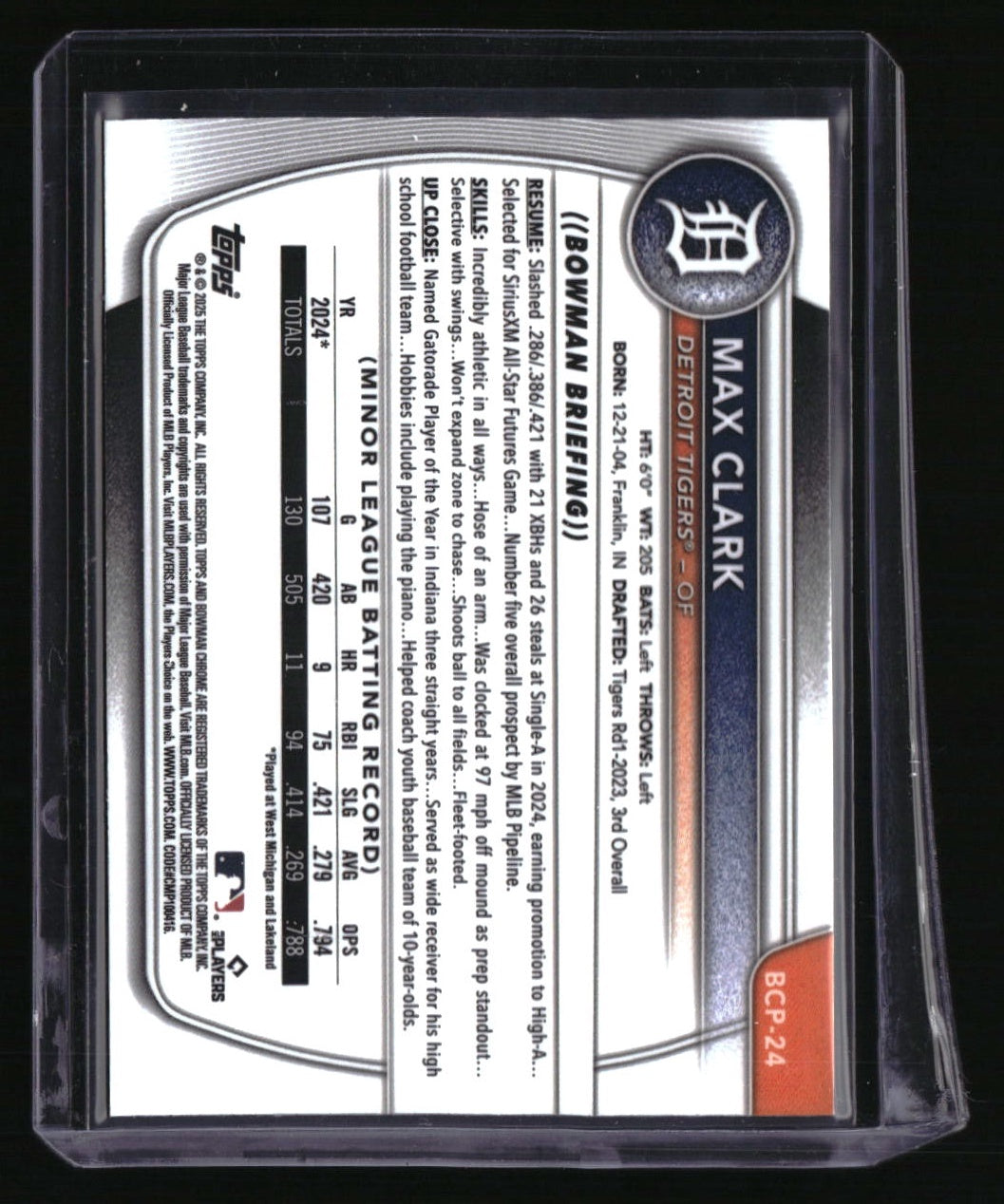 2025 Bowman Max Clark Chrome Prospects Purple Raywave Refractor #/250