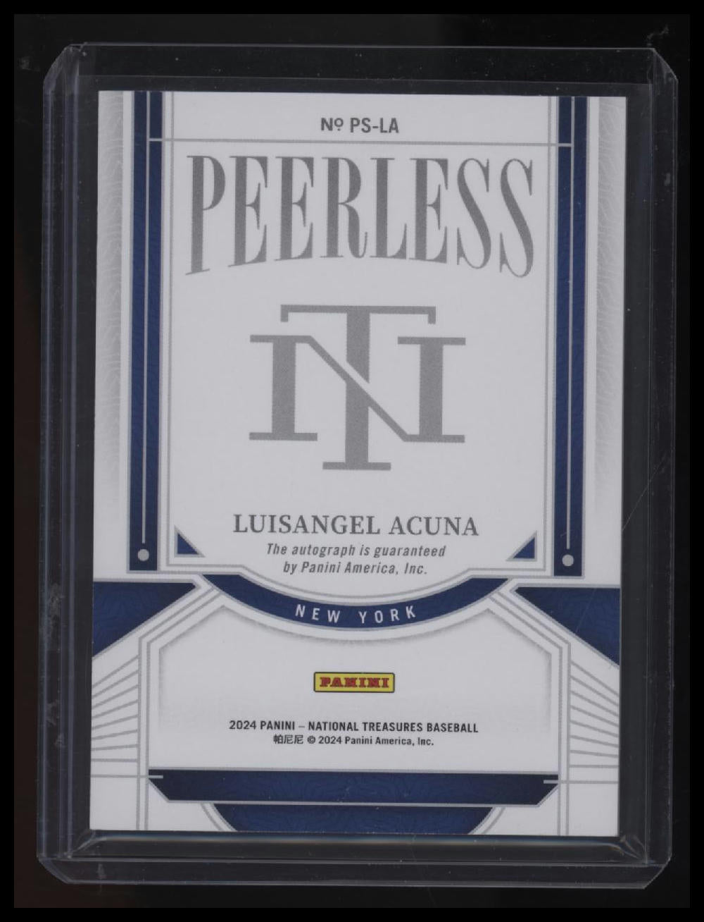 2024 National Treasures Luisangel Acuna Peerless Signatures Holo Silver #/25