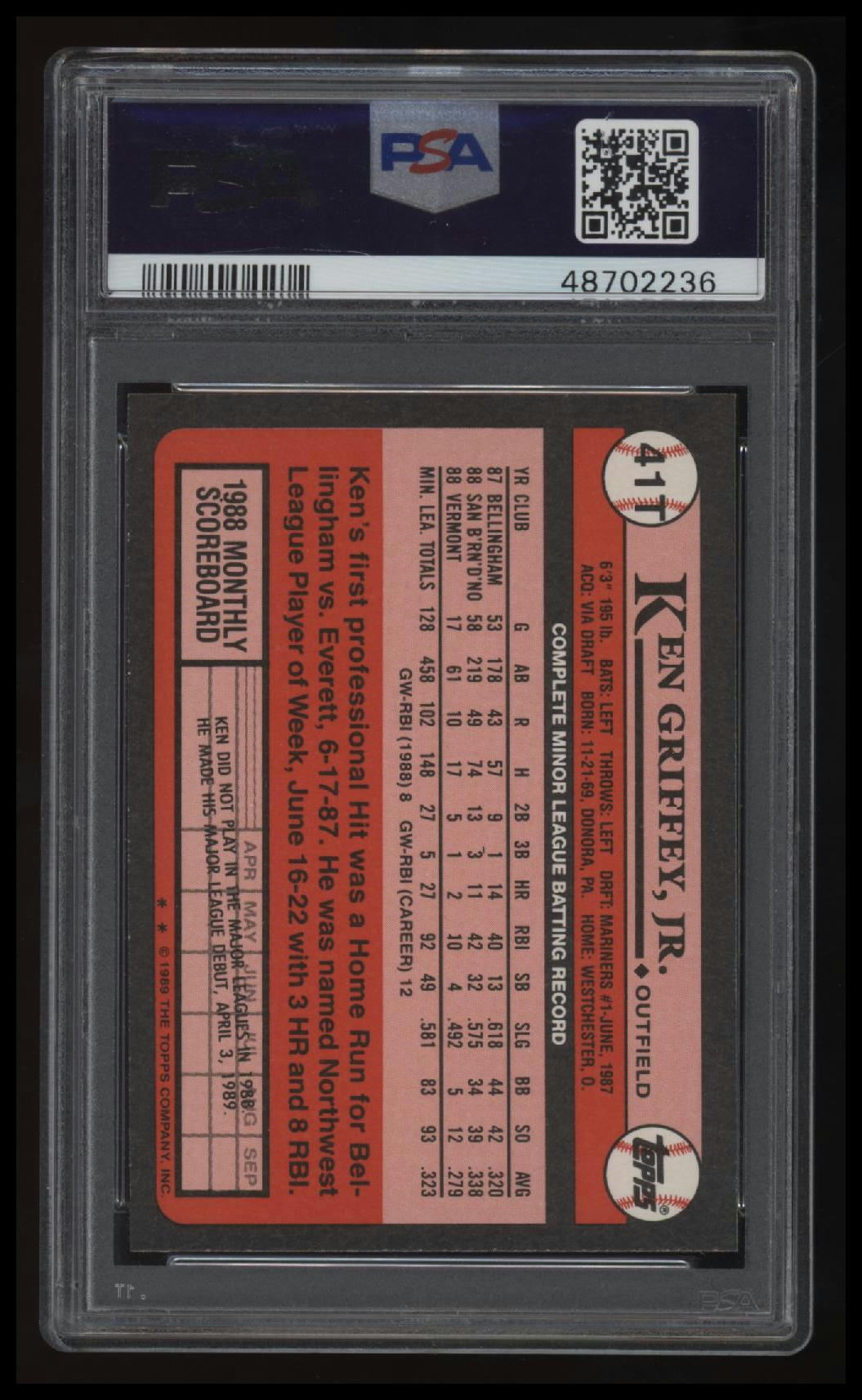 1989 Topps Traded Ken Griffey Jr. PSA 9