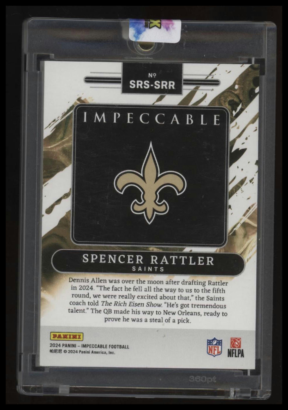 2024 Panini Impeccable Spencer Rattler Silver Rookie Shield #/25