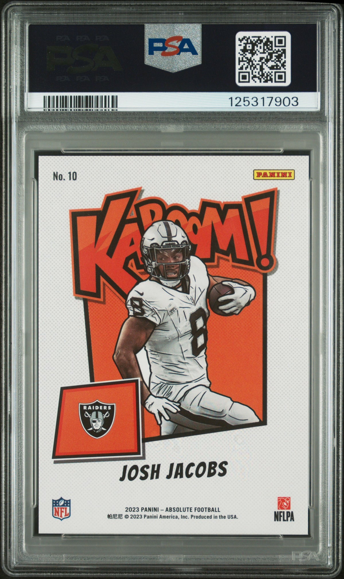 2023 Panini Absolute Kaboom! Horizontal Josh Jacobs PSA 9