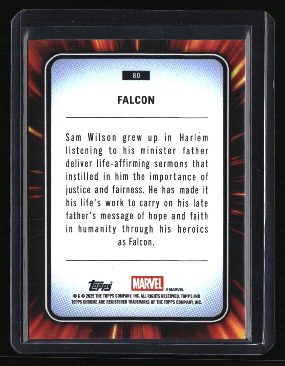 2025 Topps Chrome Sapphire Marvel Falcon #/75 Aqua
