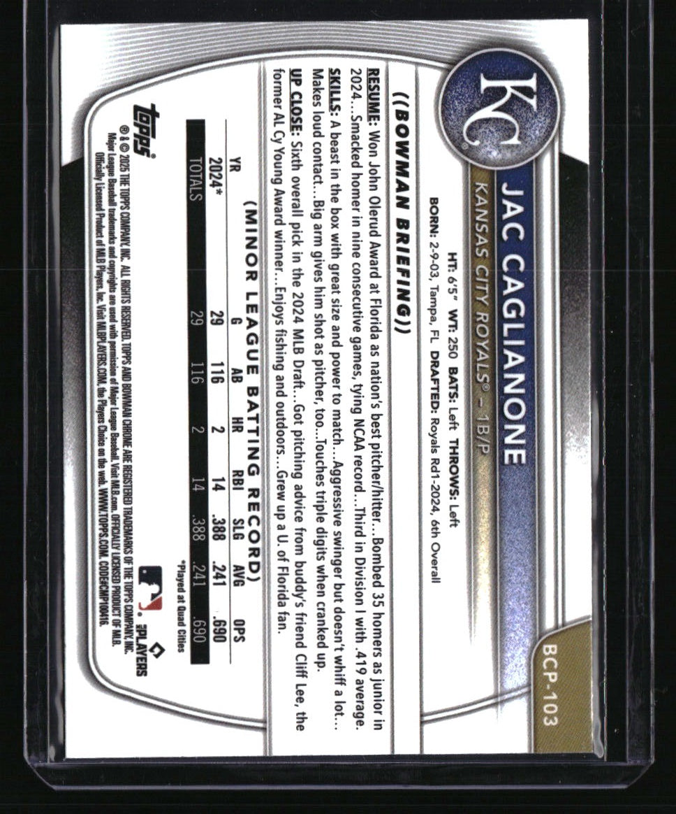 2025 Bowman Sapphire Edition Jac Caglianone