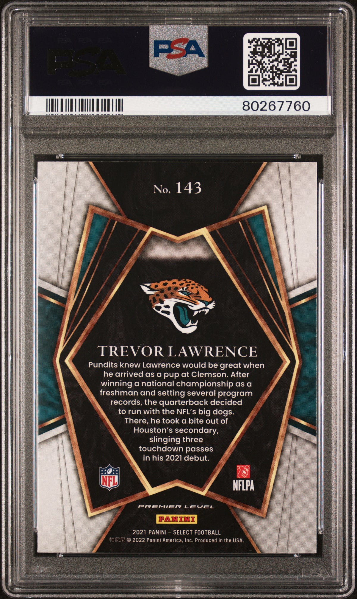2021 Panini Select Trevor Lawrence PSA 9