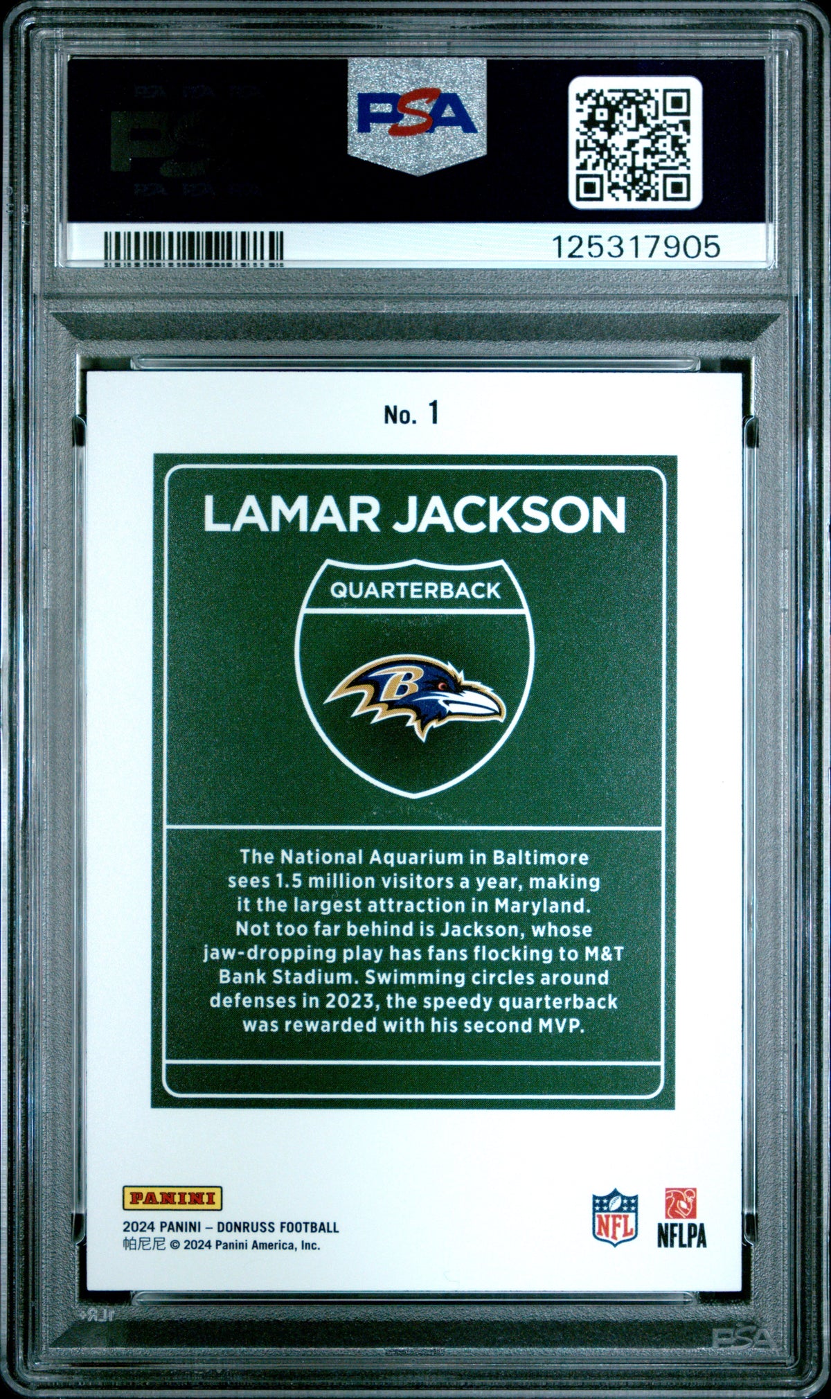 2024 Panini Donruss Downtown! Lamar Jackson PSA 8