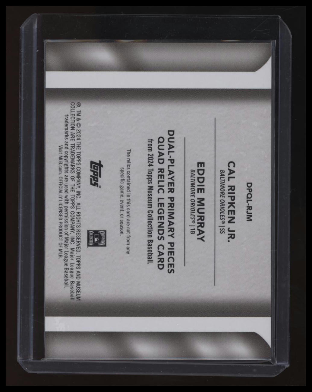2024 Topps Museum Collection Murray / Ripken Jr. Dual Primary Pieces Quad Relic
