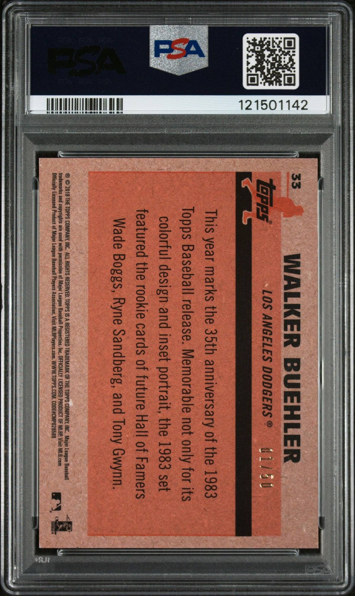 2018 Topps Silver Pack 1983 Chrome Promo Walker Buehler Gold Ref. PSA 9