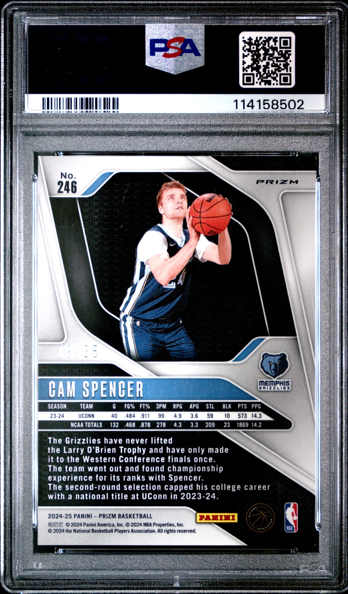 2024 Panini Prizm Cam Spencer Purple Pulsar PSA 9