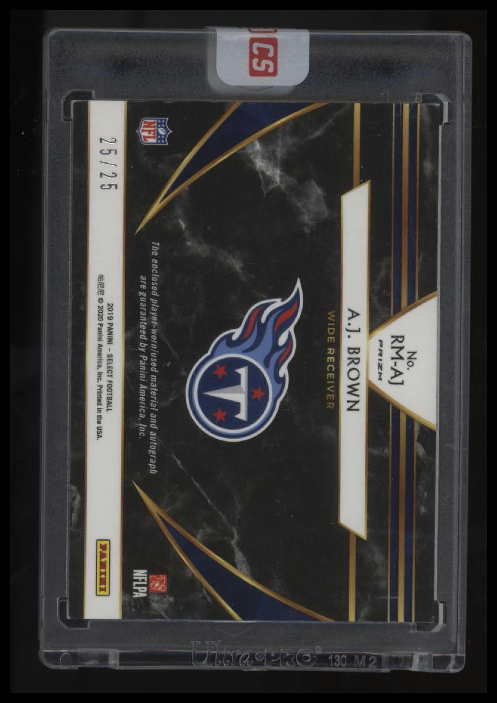 2019 Panini Select A.J. Brown Rookie Signature Memorabilia Tie-Dye Prizm #/25