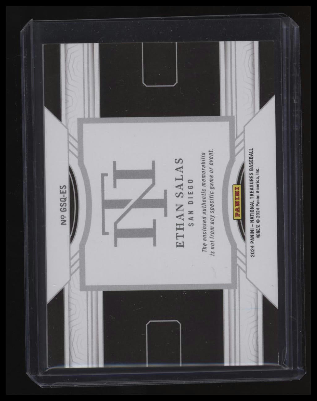 2024 Panini National Treasures Ethan Salas Game Gear Swatches Quad Emerald #/5
