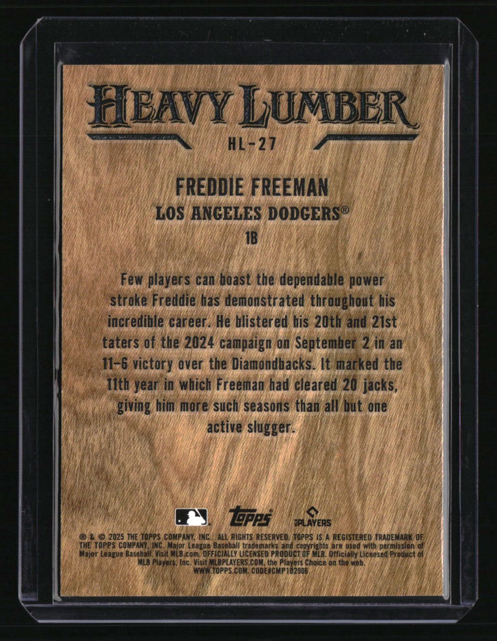 2025 Topps Freddie Freeman Heavy Lumber