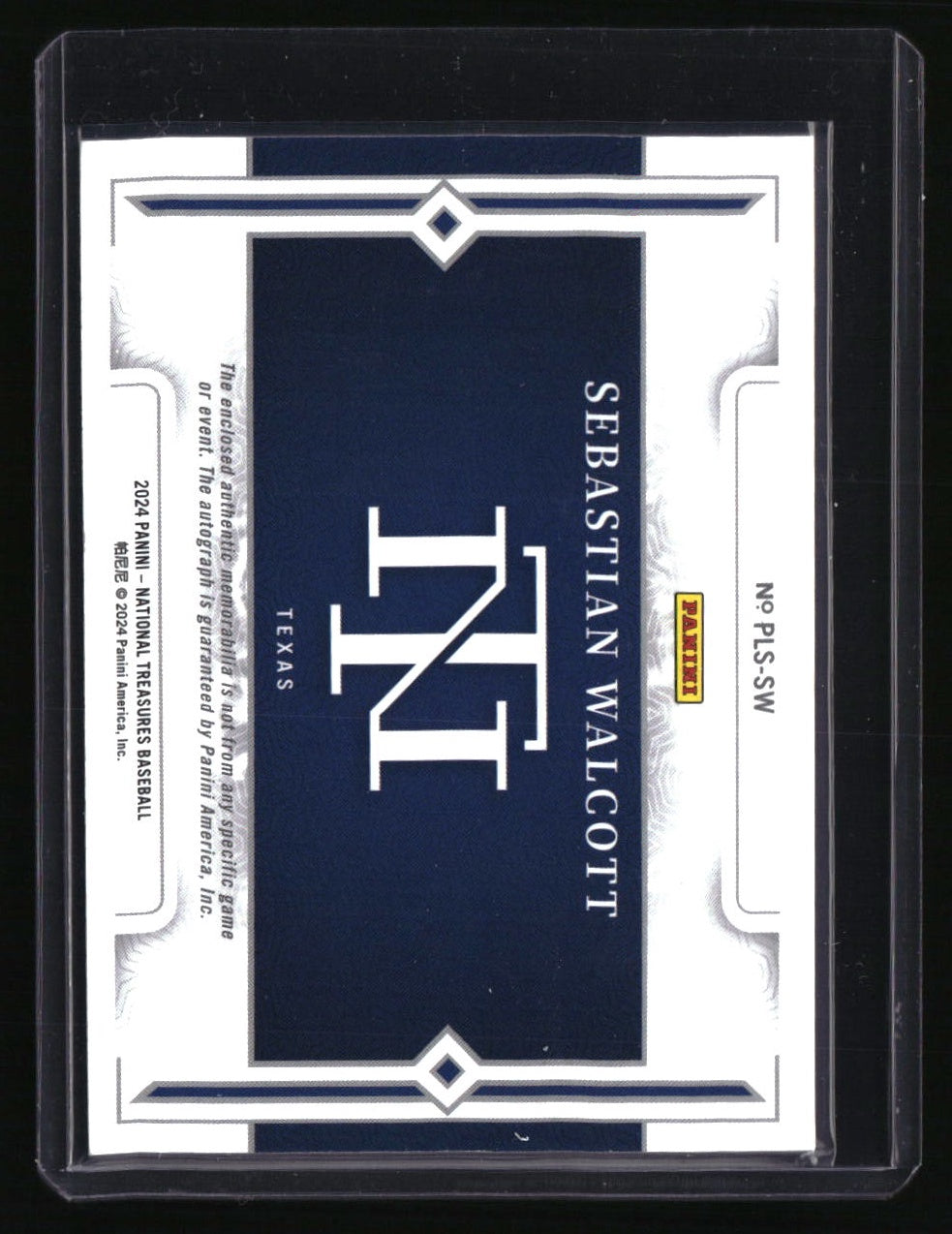 2024 Panini National Treasures Sebastian Walcott Prospect Lumber Sig. Gold #/49