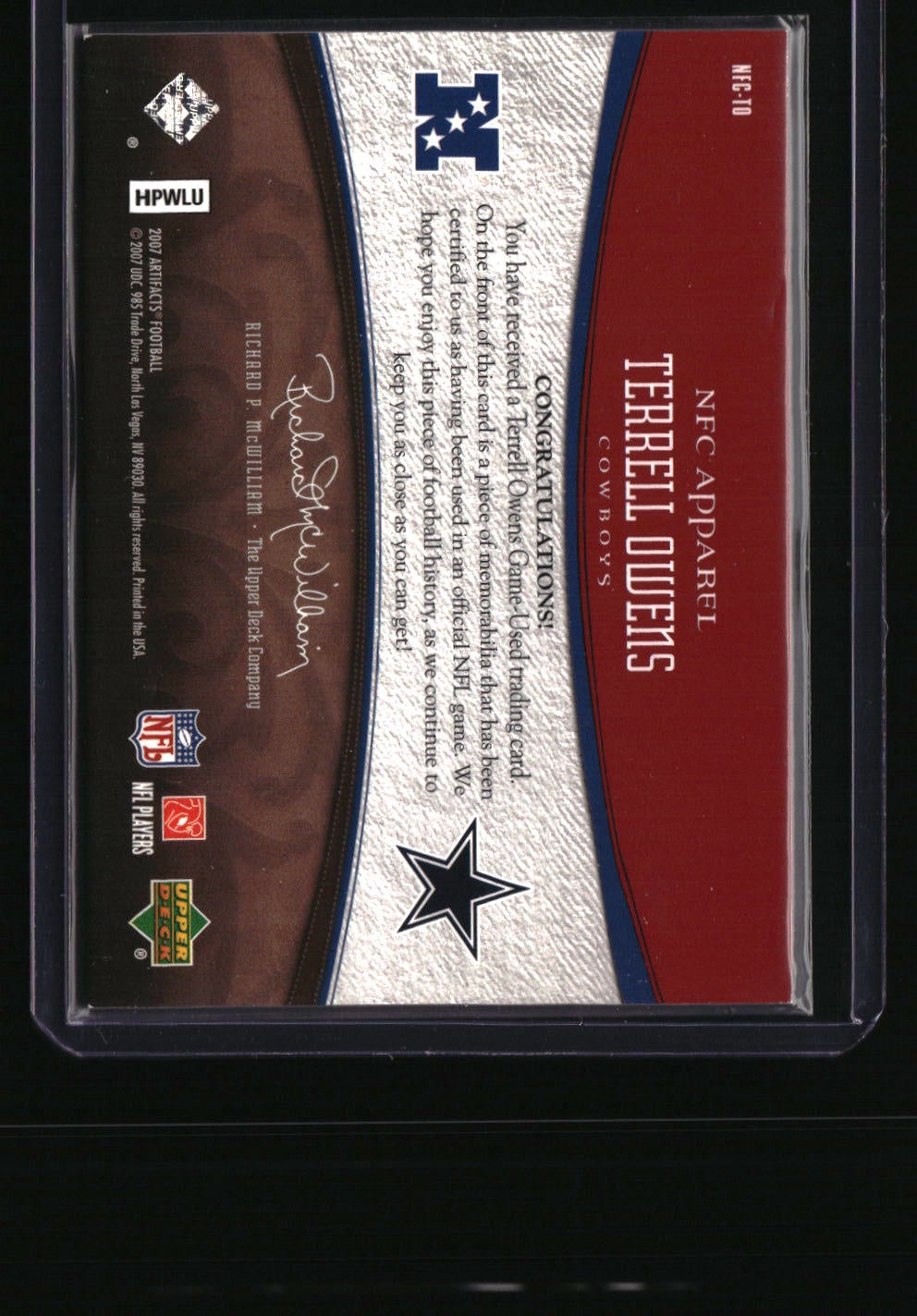 2007 Upper Deck Artifacts Terrell Owens AFC/NFC Apparel Red #/250