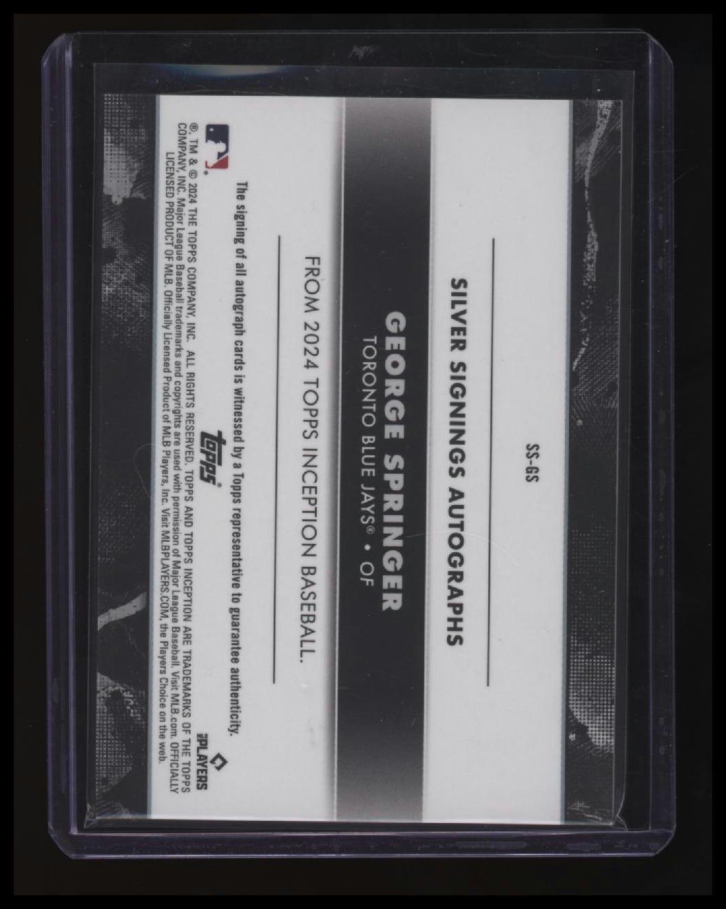 2024 Topps Inception George Springer Silver Signings Gold Ink #/25