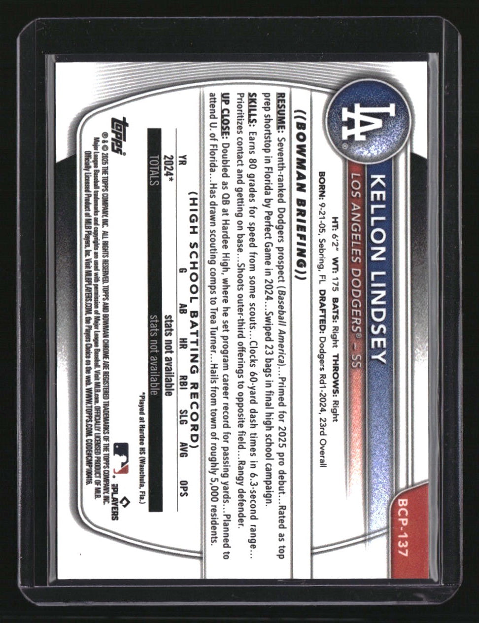 2025 Bowman Kellon Lindsey Bowman Chrome #/5 Reptilian Red