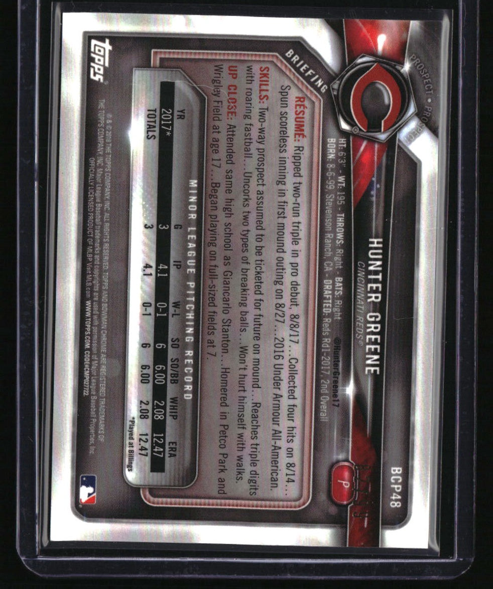 2018 Bowman Hunter Greene Chrome Prospects Mojo Refractor Green #/99