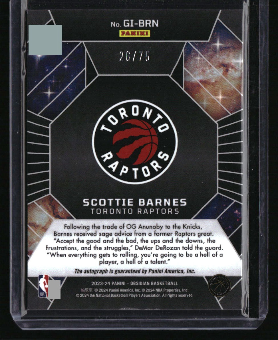 2023-24 Panini Obsidian Scottie Barnes Galaxy Electric Etch Orange Flood #/75