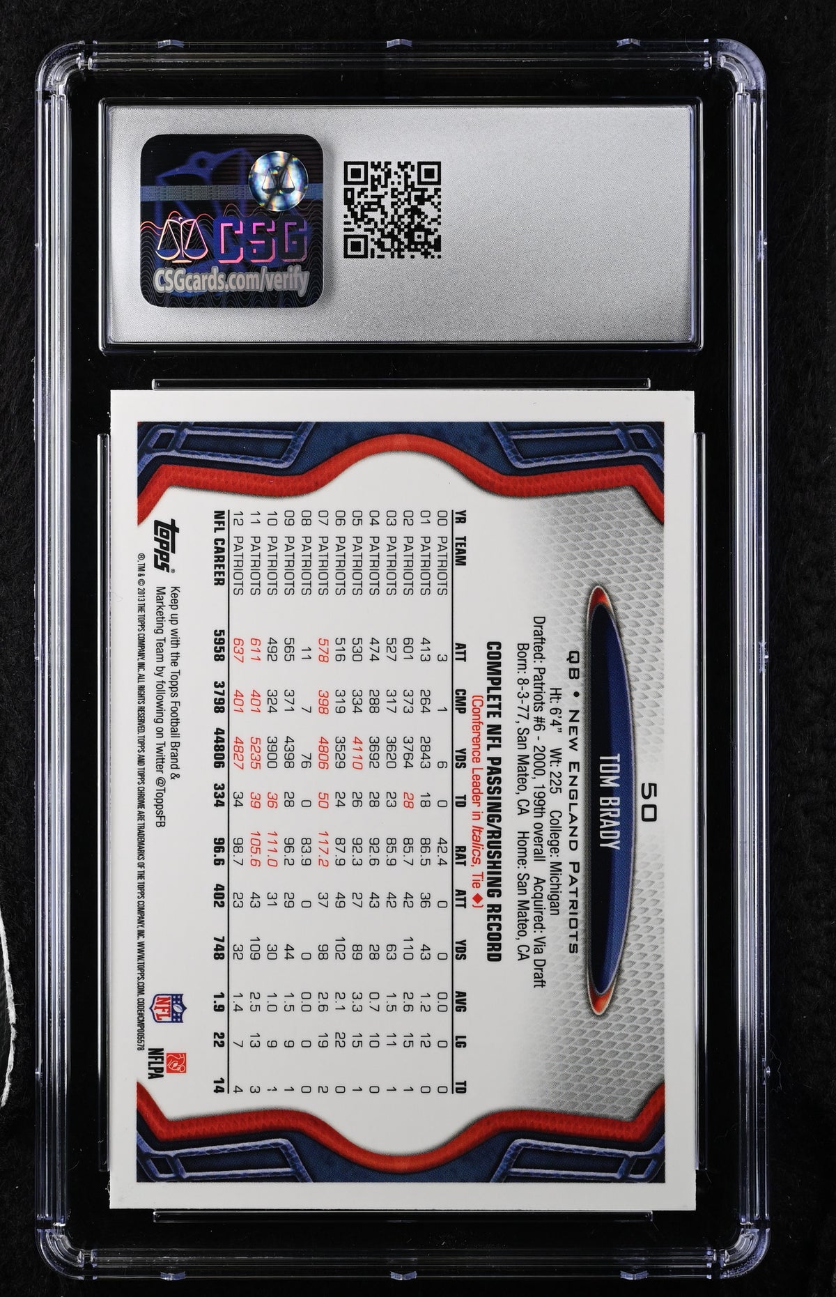 2013 Chrome Tom Brady CSG 9.5