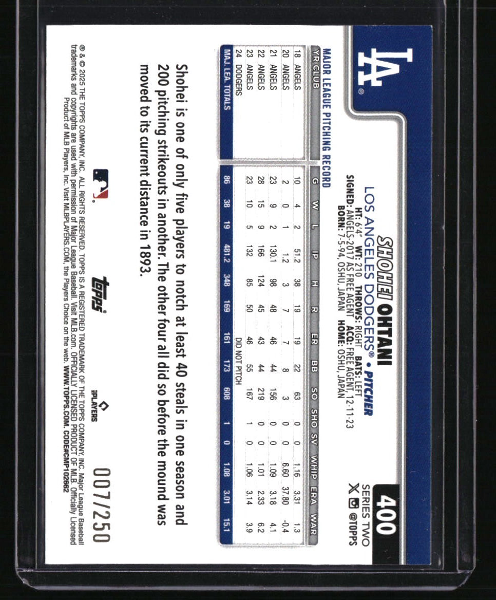 2025 Topps Shohei Ohtani Purple Foil #/250