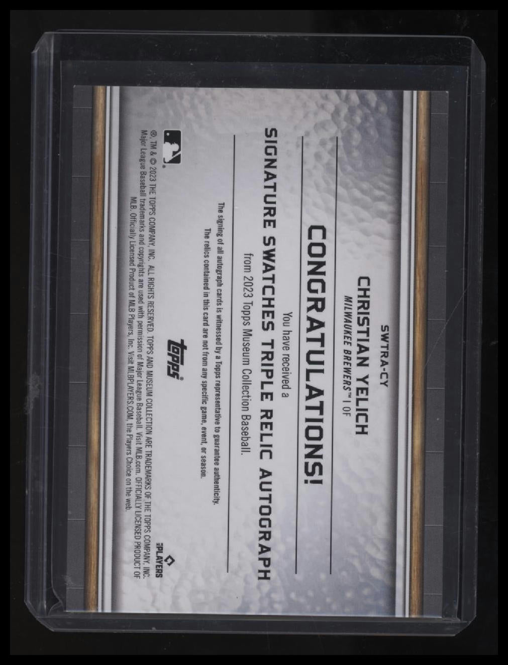 2023 Topps Museum Collection Christian Yelich Signature Swatches Relic Auto