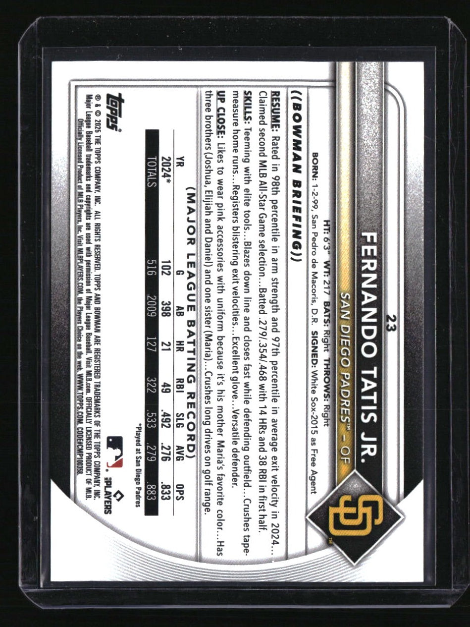 2025 Bowman Fernando Tatis Jr. Bowman Retro Logo Foil Pattern