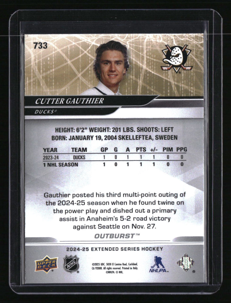 2024-25 Upper Deck Cutter Gauthier Outburst Silver