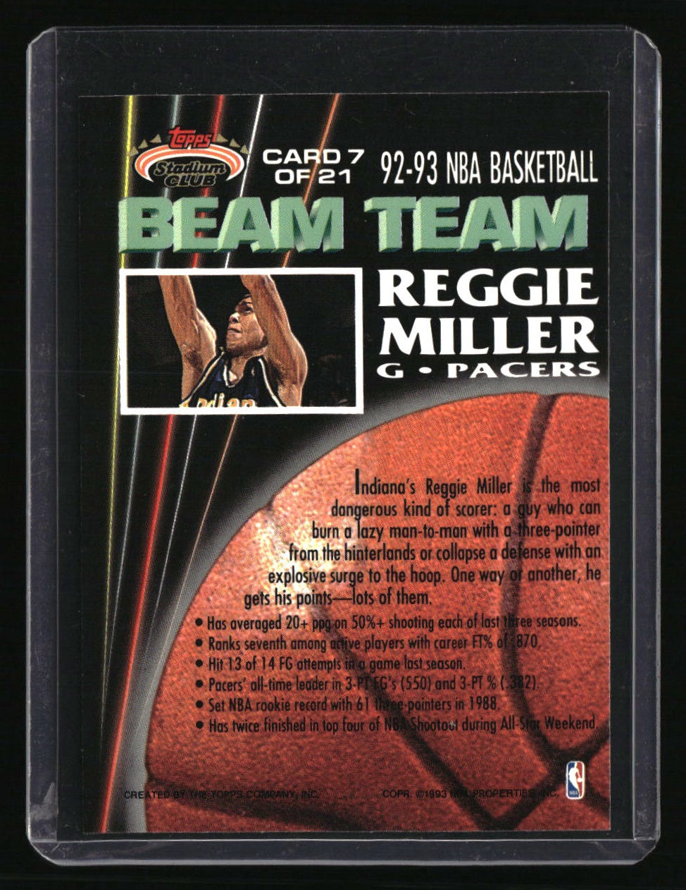 1992-93 Stadium Club Reggie Miller Beam Team