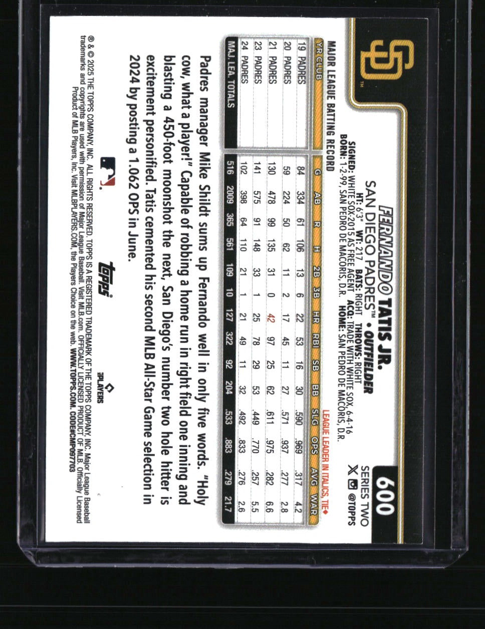 2025 Topps Fernando Tatis Jr. True Photo Variation