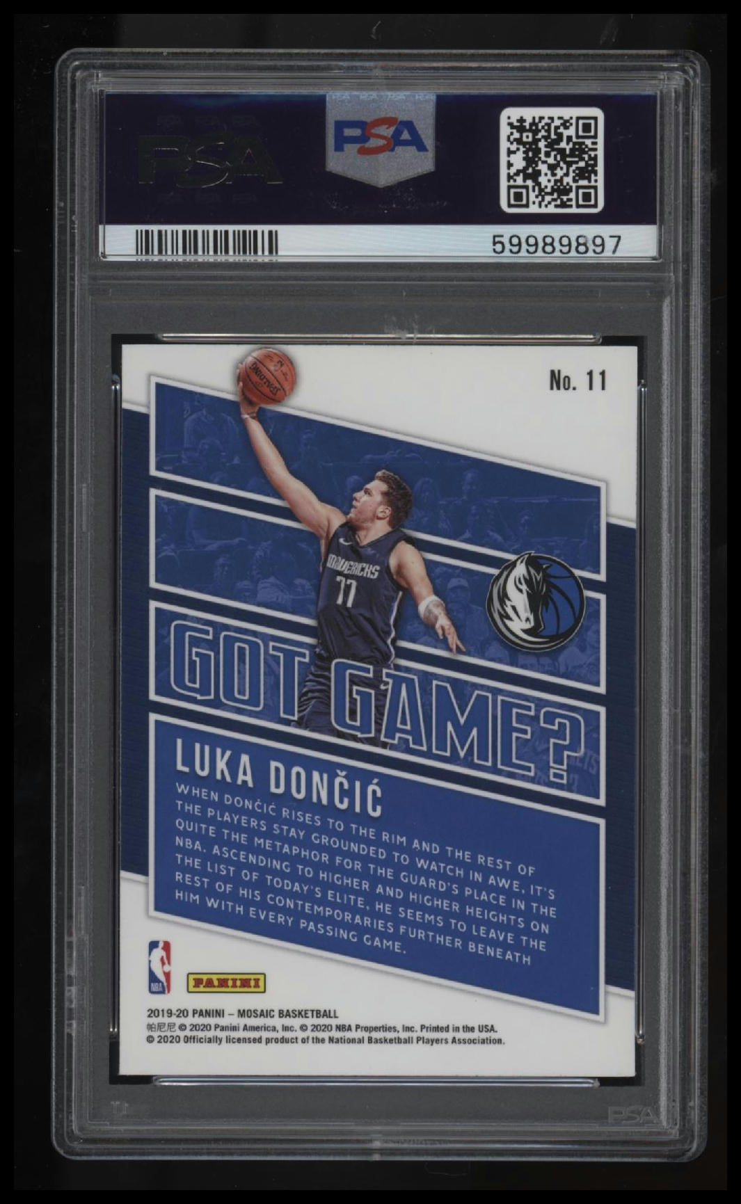 2019 Panini Mosaic Got Game? Luka Doncic Got Game? PSA 10