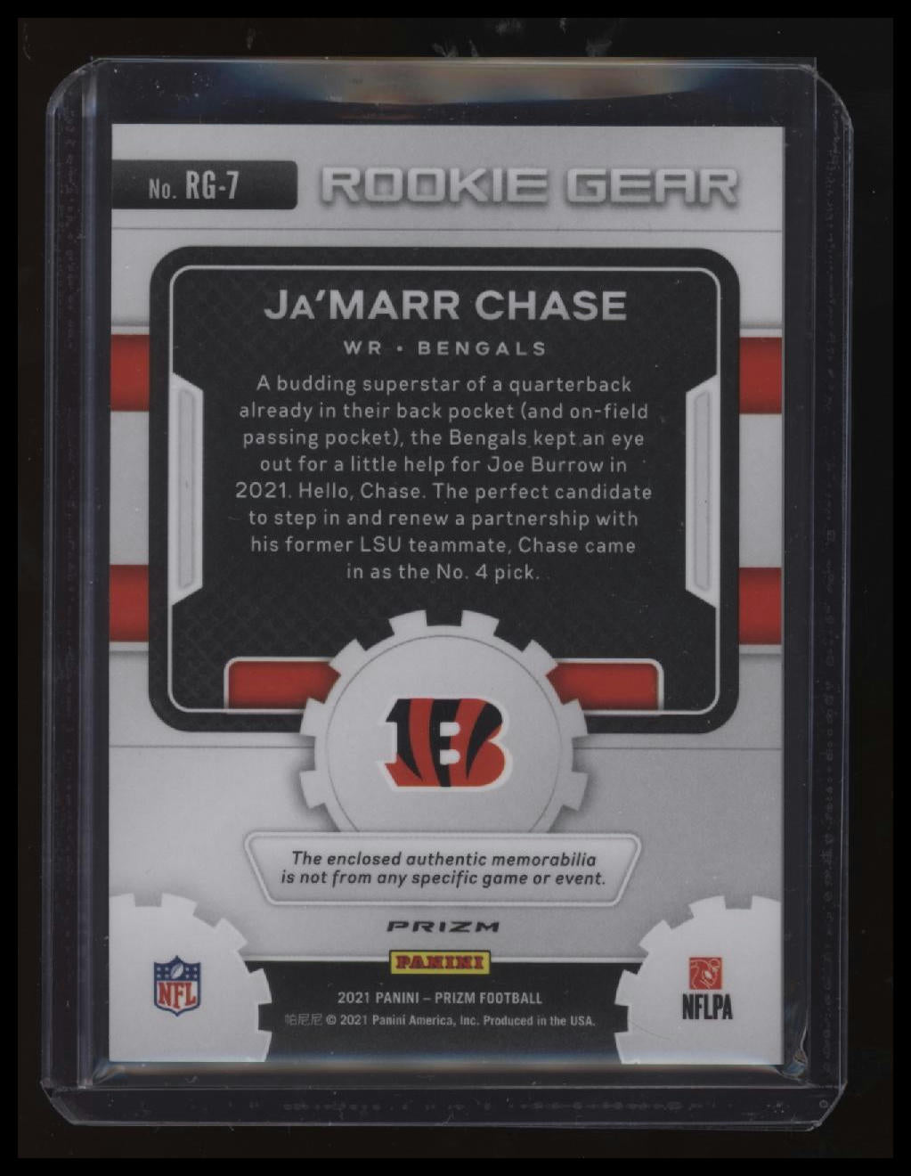 2021 Panini Prizm Ja&#39;Marr Chase Rookie Gear