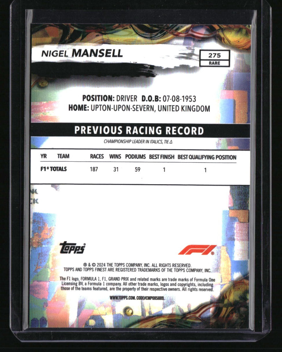 2024 Topps Finest Formula 1 Nigel Mansell Red/Black Vapor Refractors #/10