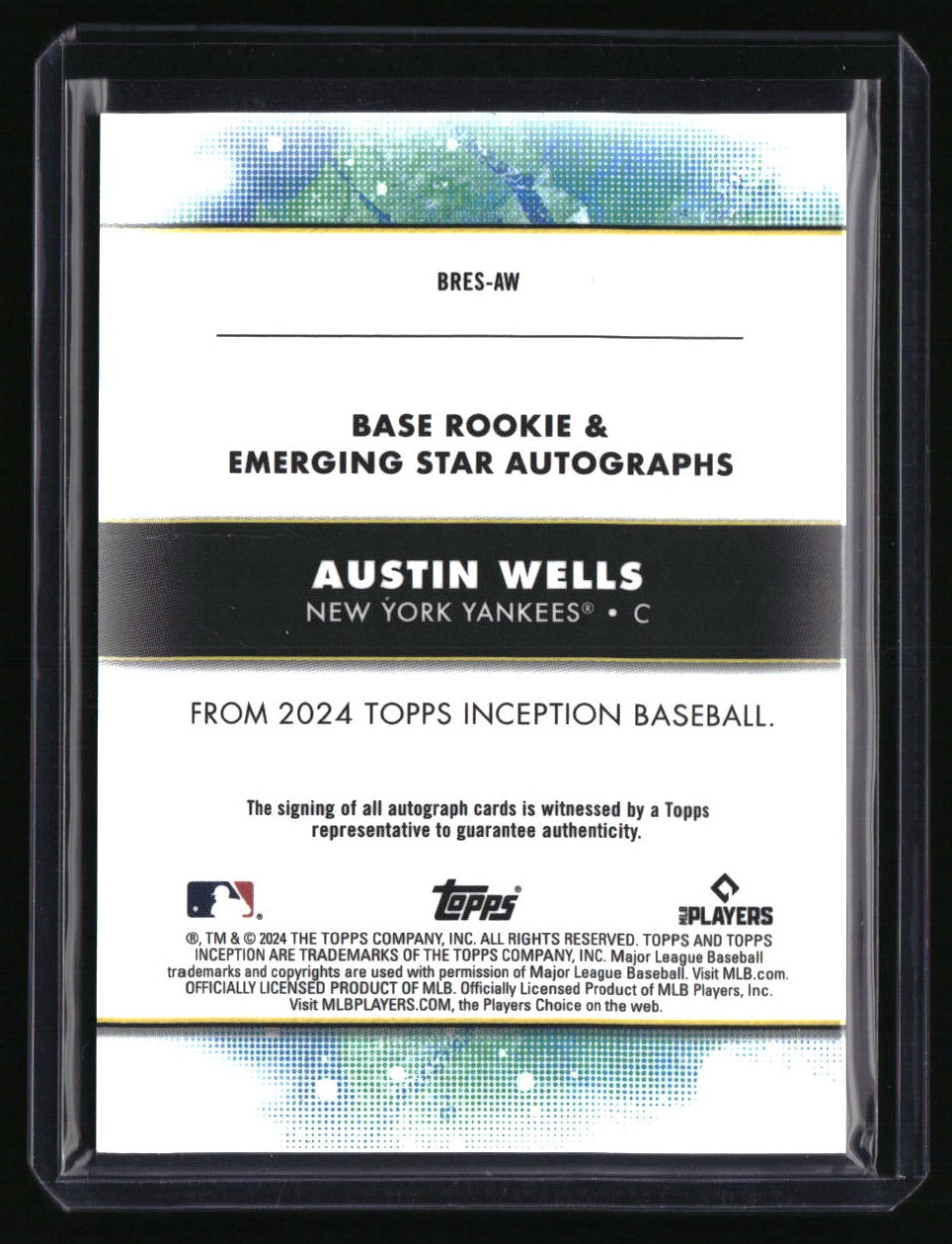 2024 Topps Inception Austin Wells Rookie and Emerging Star Auto Purple #/199