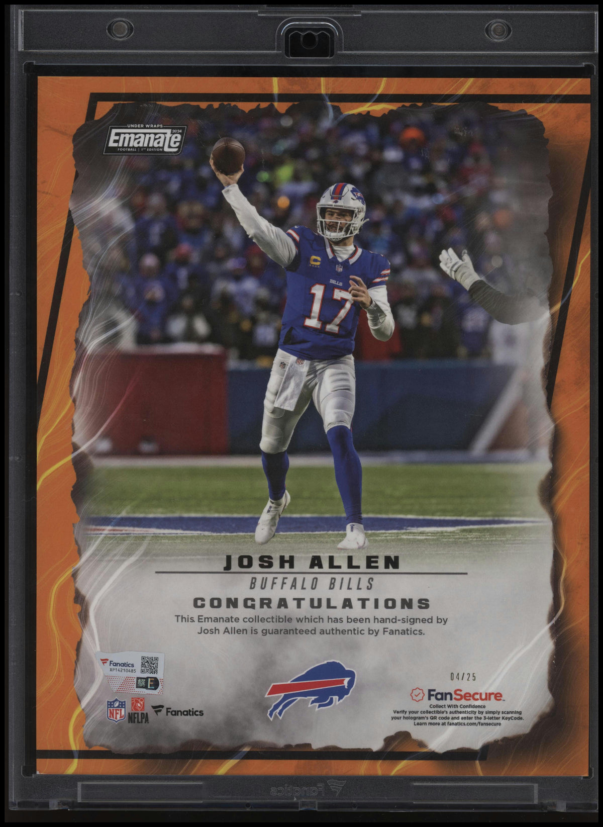 Fanatics Emanante 2024 Josh Allen Signed Photo /25 w/Packaging