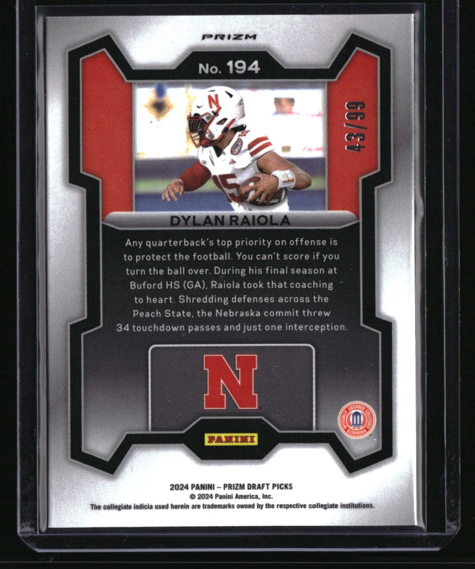 2024 Panini Prizm Draft Picks Dylan Raiola Blue Ice #/99
