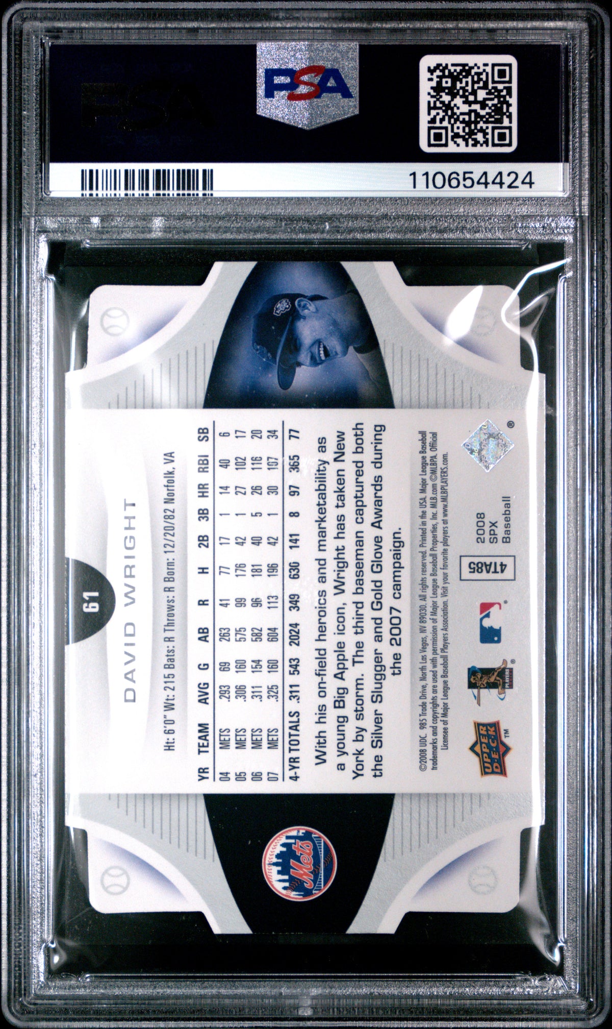 2008 Spx David Wright PSA 9