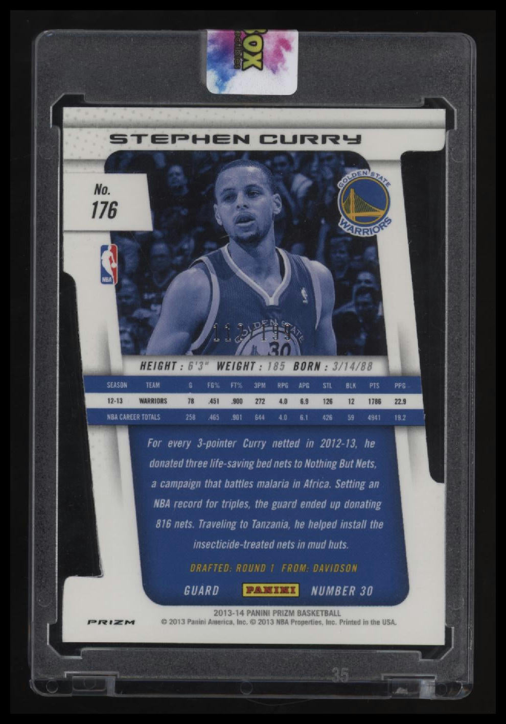 2013-14 Panini Prizm Stephen Curry Prizms Light Blue Die Cut #/199