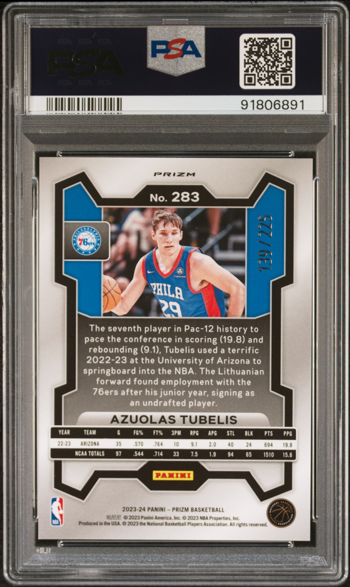 2023 Panini Prizm Azuolas Tubelis Teal Ice PSA 9