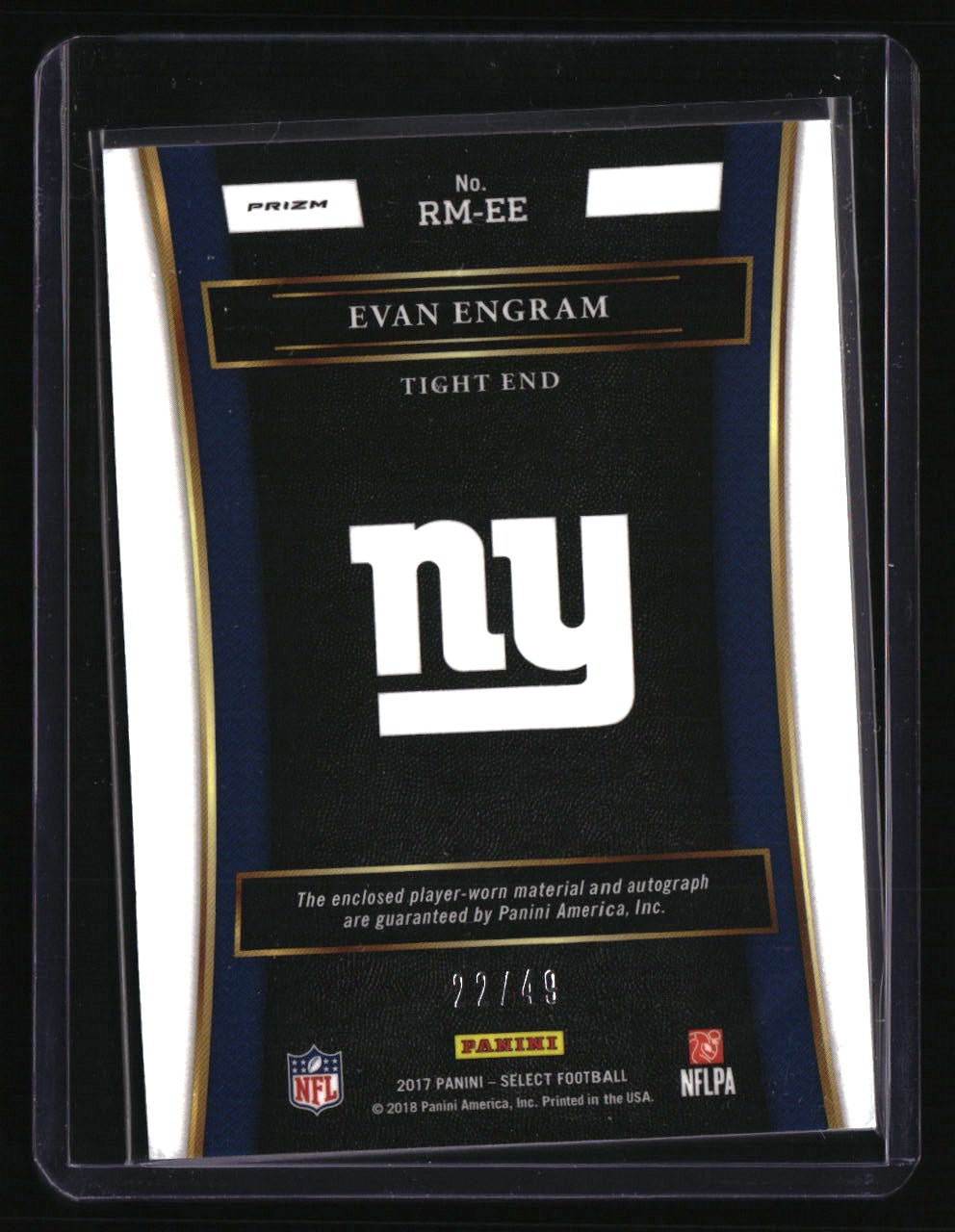 2017 Panini Select Evan Engram Rookie Signature Memorabilia Purple Prizm #/49