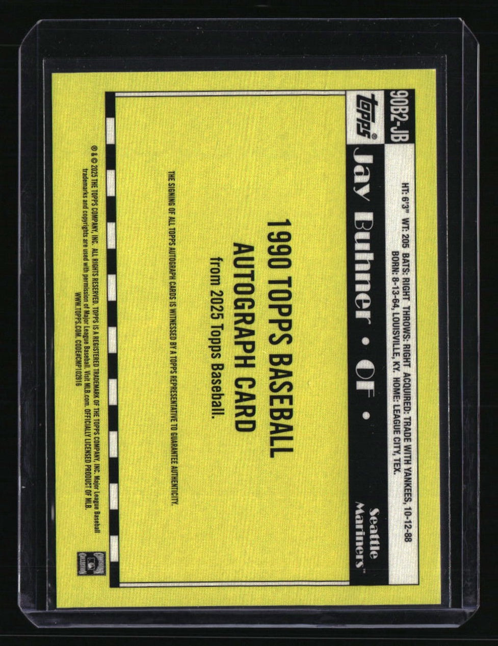 2025 Topps Jay Buhner 35th Anniversary Autographs (Series Two)