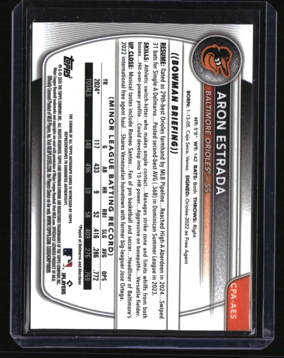 2025 Bowman Aron Estrada Chrome Prospects Autographs HTA Choice Refractor #/150