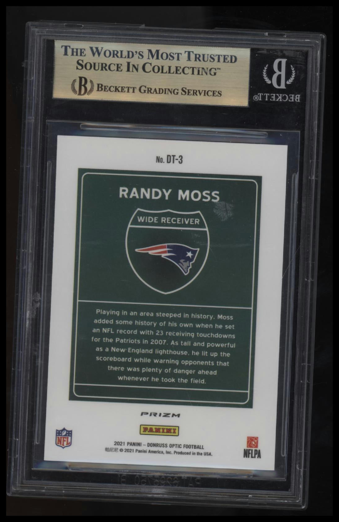 2021 Donruss Optic Downtown! Randy Moss BGS 9.5