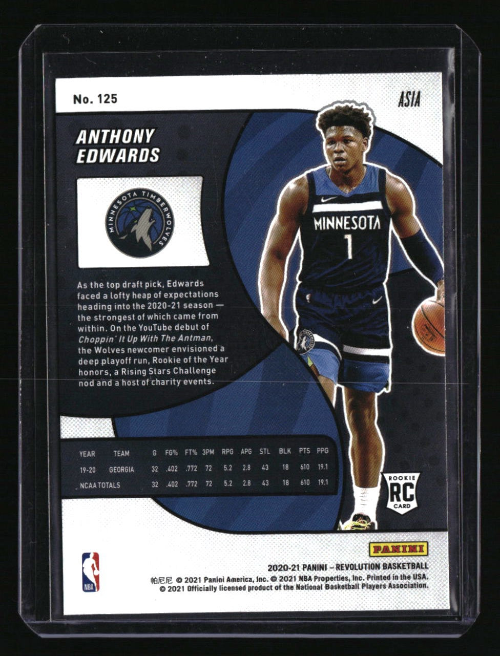2020-21 Panini Revolution Anthony Edwards Asia Holo Silver