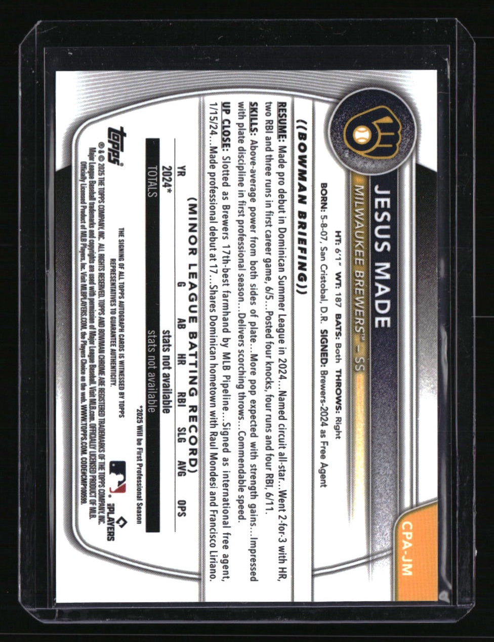 2025 Bowman Jesus Made Chrome Prospects Autographs