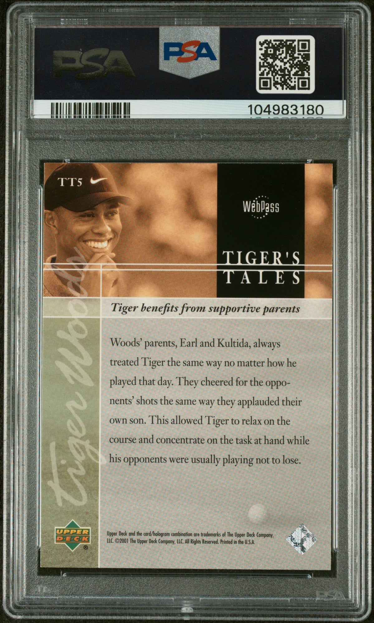 2001 Upper Deck Tiger'S Tales Tiger Woods #TT5 PSA 9