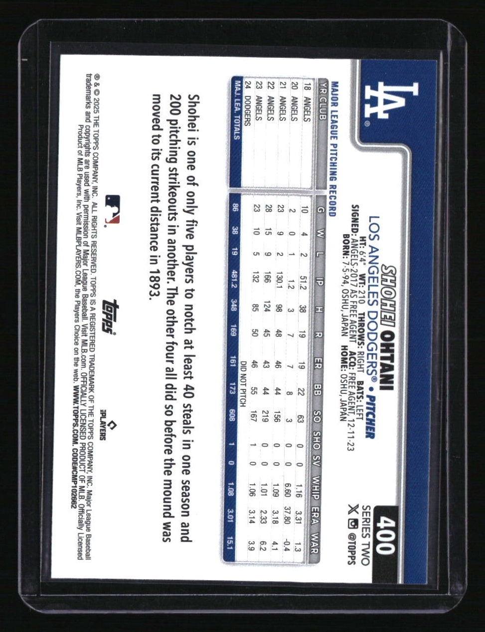 2025 Topps Shohei Ohtani Pink Holo Foil